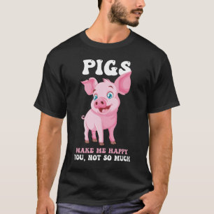 Porcos Me Tornam Feliz - Camiseta Engraçada do Por
