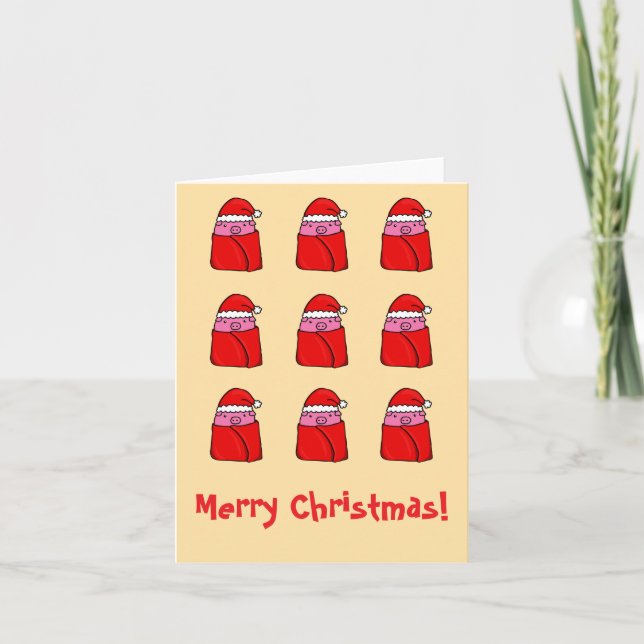 Porcos nos cobertores Cartão de Natal (Frente)