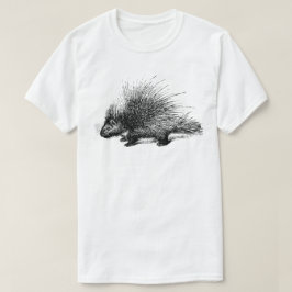 Porcupine Vintage Ilustra Mens T-Shirt