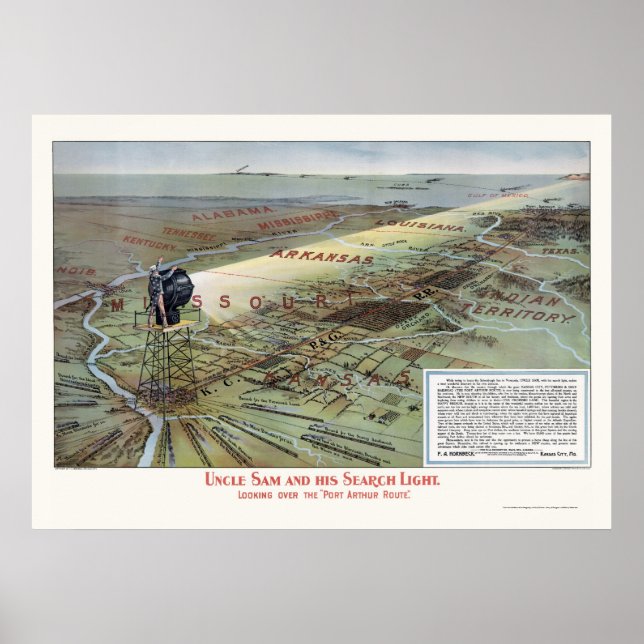 Port Arthur Railroad Route Advertising Poster (Frente)