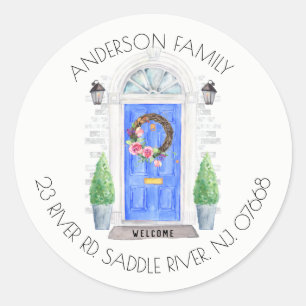 Porta Azul   Novo adesivo do rótulo do endereço 