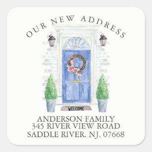 Porta Azul Novo adesivo do rótulo do endereço re