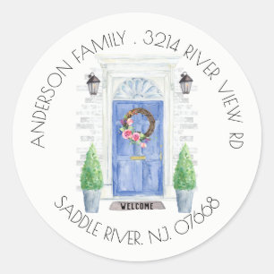 Porta Azul Novo adesivo do rótulo do endereço re