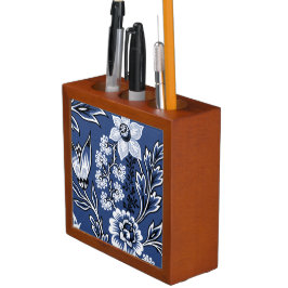 Porta-caneta Flores Fantásticas (Azul)