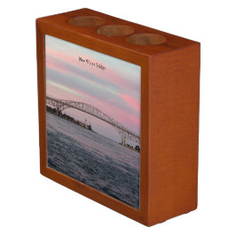 Porta-caneta Organizador da ponte de água azul