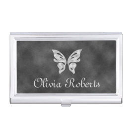 Porta Cartao Borboleta Prateada e Velvet Personalizadas