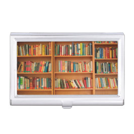 Porta Cartões De Visitas Leitura do worm da biblioteca de livros da estante
