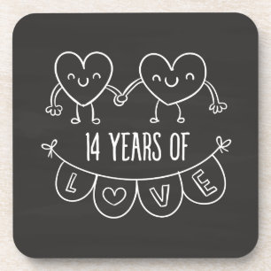 Porta-copo 14 Anniversário Gift Chalk Hearts