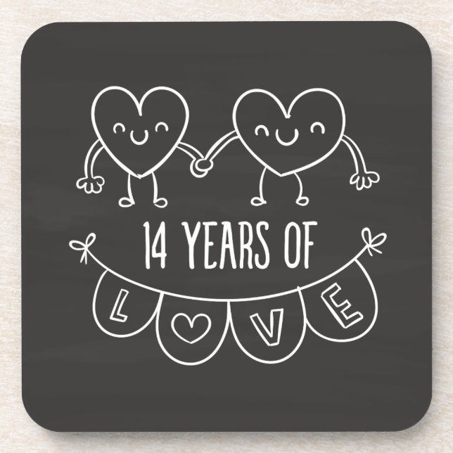 Porta-copo 14 Anniversário Gift Chalk Hearts (Frente)