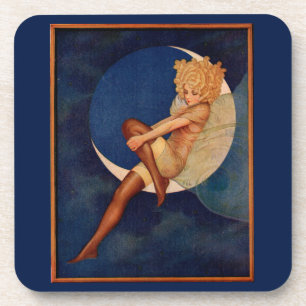 Porta-copo 1920 e linda mulher na lua
