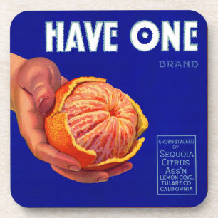 Porta-copo 1940 Tem um rótulo de caixa laranja