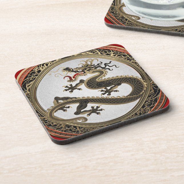 Porta-copo [200] Dragão Oriental Dourado e negro (Left Side)