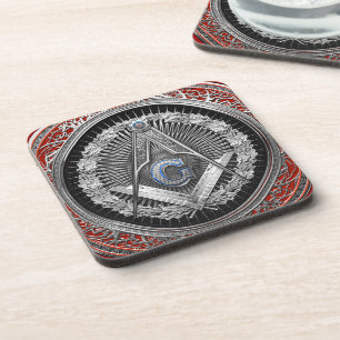 Porta-copo [200] Master Mason - Silver Square & Compass
