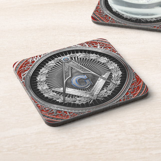 Porta-copo [200] Master Mason - Silver Square & Compass (Left Side)