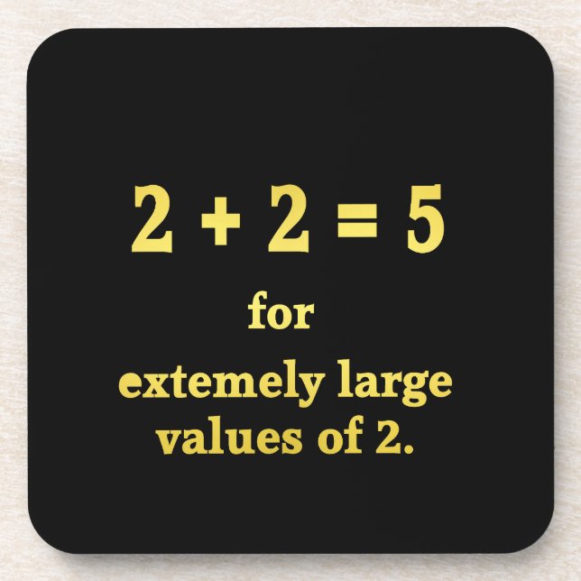 Porta-copo 2 + 2 = 5 Piada Matemática Divertida (Frente)