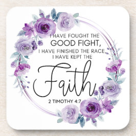 Porta-copo 2 Timothy 4:7 Eu mantive a fé Purple Floral