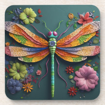 3D COLORIDO PARECE DRAGONFLY E FLORES