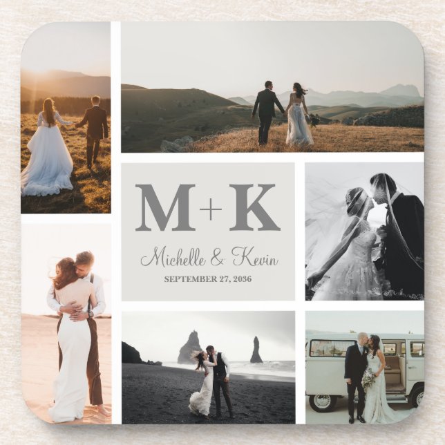 Porta-copo 6 Fotografia Collage Newlyweds Keepsael (Frente)