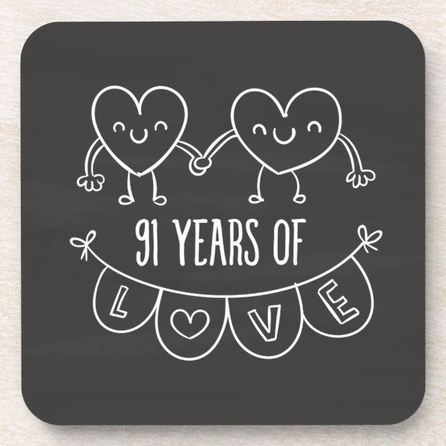 Porta-copo 91ruas Aniversário Gift Chalk Hearts (Frente)