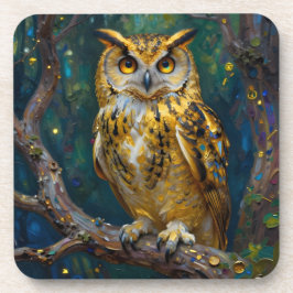 Porta-copo A Blue and Gold Majestic Owl  