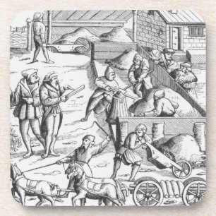 Porta-copo A extração dos metais, após um woodcut 'em Cosm