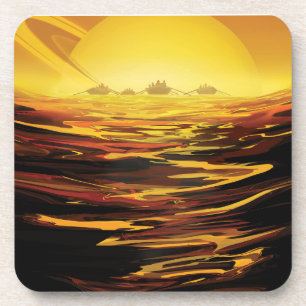 Porta-copo A maior lua de Poster-Saturno do espaço retrô, Tit