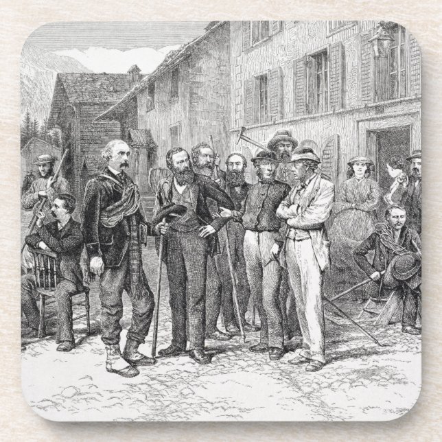 Porta-copo A sala de clube de Zermatt em 1864, "da subida (Frente)