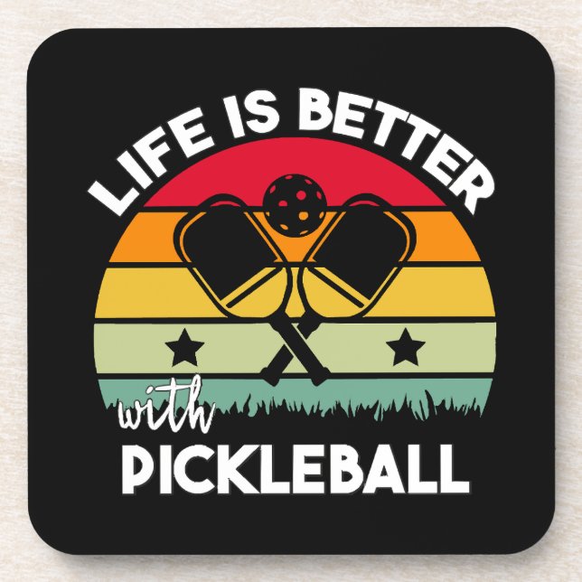 Porta-copo A vida é melhor com Pickleball (Frente)