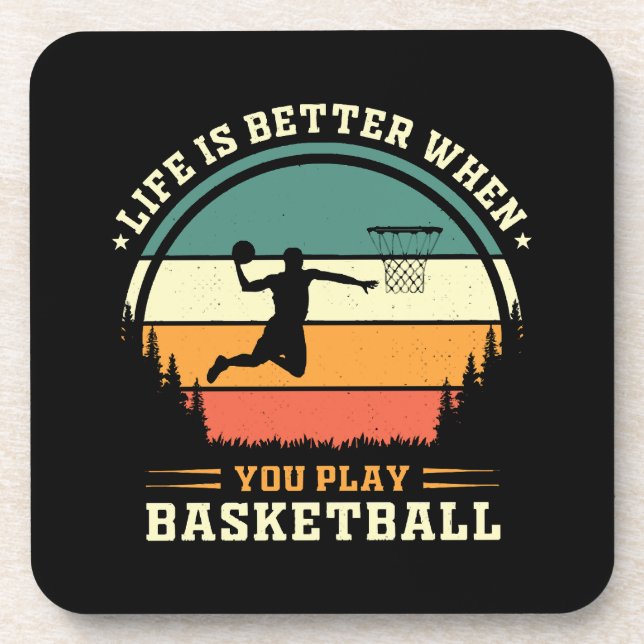 Porta-copo a vida é melhor quando você joga basquete (Frente)