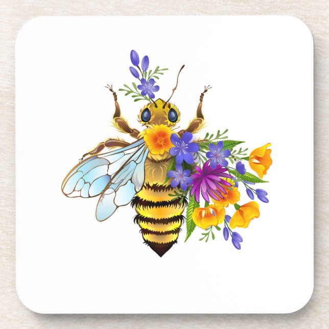 Porta-copo Abeja flor com plantas silvestres (Frente)