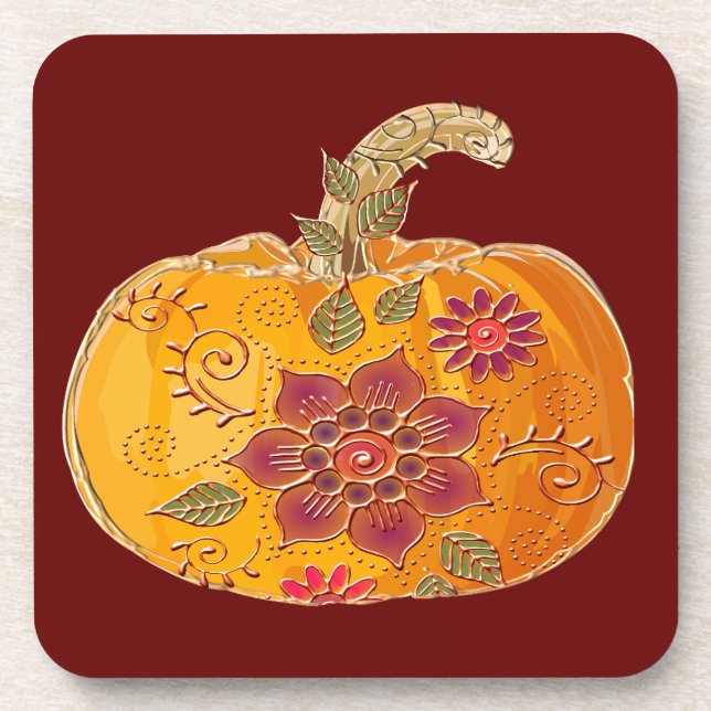 Porta-copo Abóbora Com Flores (Frente)