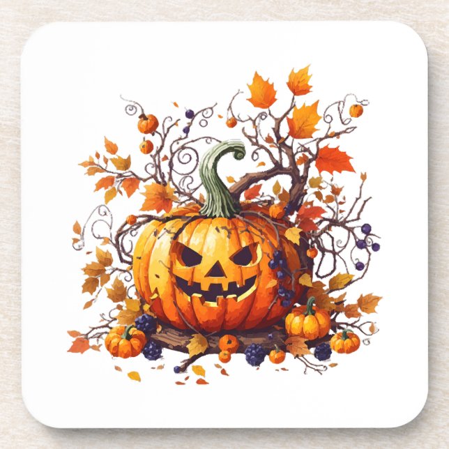 Porta-copo abóbora engraçada de outono do Halloween (Frente)