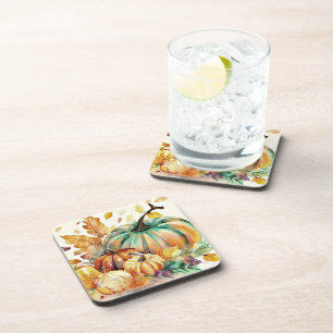 Porta-copo Abóboras e folhas de coloração aquosa