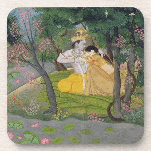 Porta-copo Abraço de Radha e de Krishna em um bosque da
