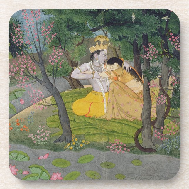 Porta-copo Abraço de Radha e de Krishna em um bosque da (Frente)
