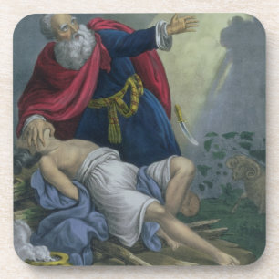 Porta-copo Abraham que oferece acima de seu filho Isaac, de