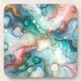Porta-copo Abstract in Pink, Teal, Blue, and Gold