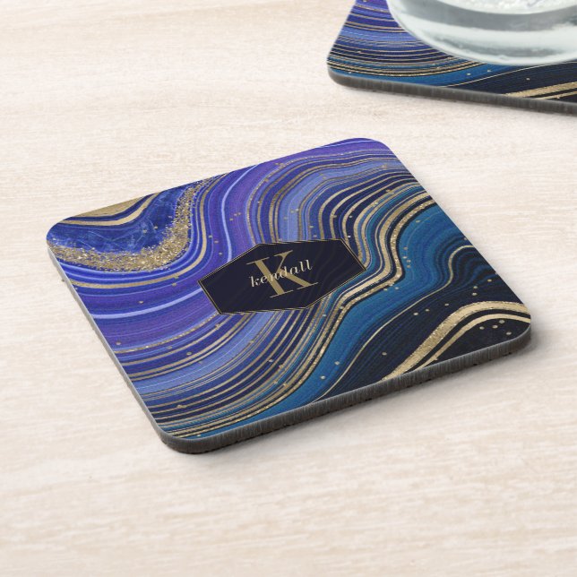 Porta-copo Abstrato Agate Monograma Midnight ID827 (Left Side)