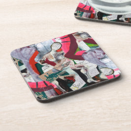 Porta-copo Abstrato Art Collage pintado manualmente