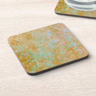 Porta-copo Abstrato de Álcool Patina Azul Dourada e Turquesa