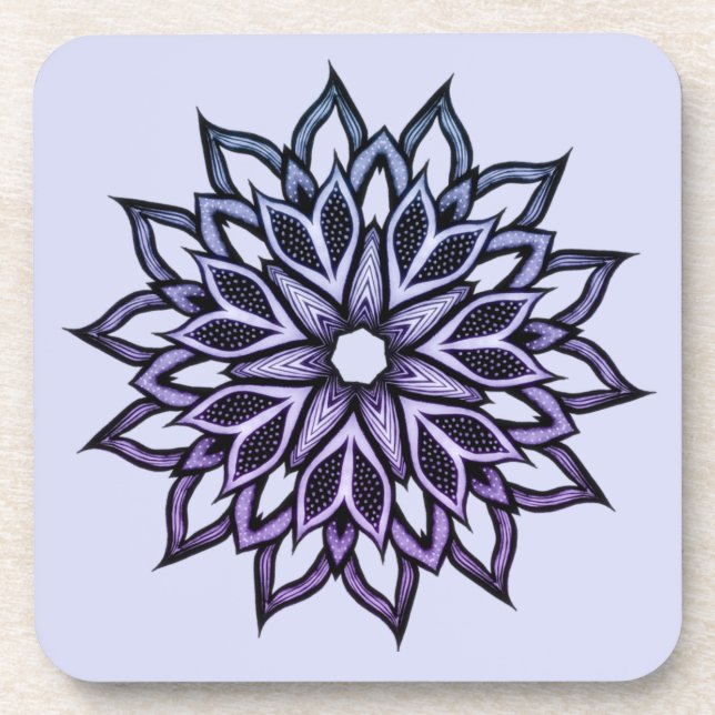 Porta-copo Abstrato de Flor Roxo Mandala (Frente)