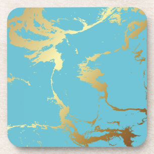 Porta-copo Abstrato de pintura em acrílico de mármore Dourado