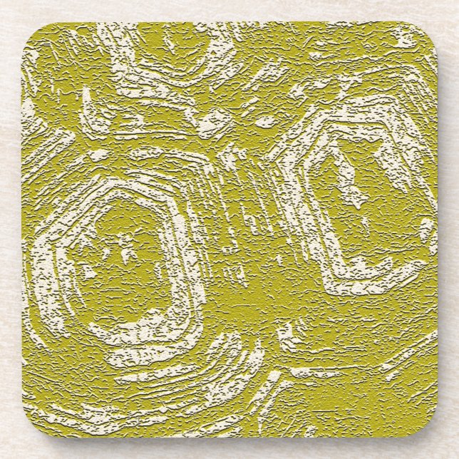 Porta-copo Abstrato de Shell de Tortoise de Mostarda por Leah (Frente)