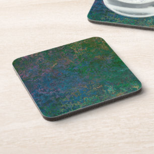 Porta-copo Abstrato de Tinta Verde Escura e Azul