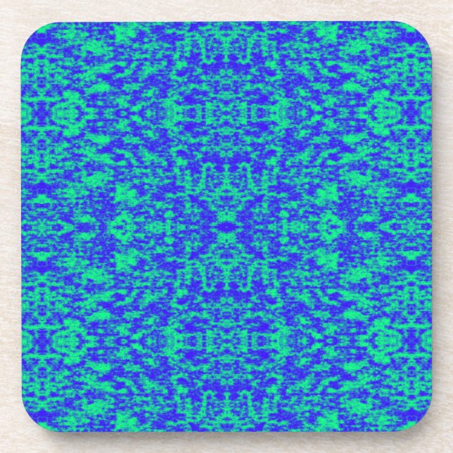 Porta-copo Abstrato Fractal Em Azul E Verde (Frente)