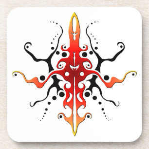 Porta-copo Abstrato Mask Tribal Tattoo Design - vermelho
