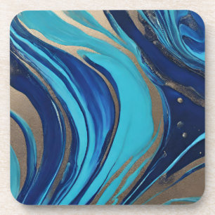 Porta-copo Abstrato moderno - Azul de Arte e Dourado-
