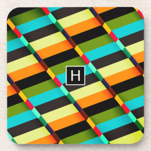 Porta-copo Abstrato Moderno Colorido - Stripes e Monograma