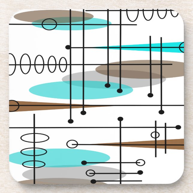 Porta-copo Abstrato Moderno do século Médio da Era Atômica (Frente)