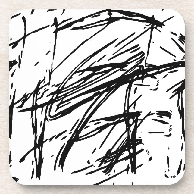 Porta-copo Abstrato preto e branco (Frente)